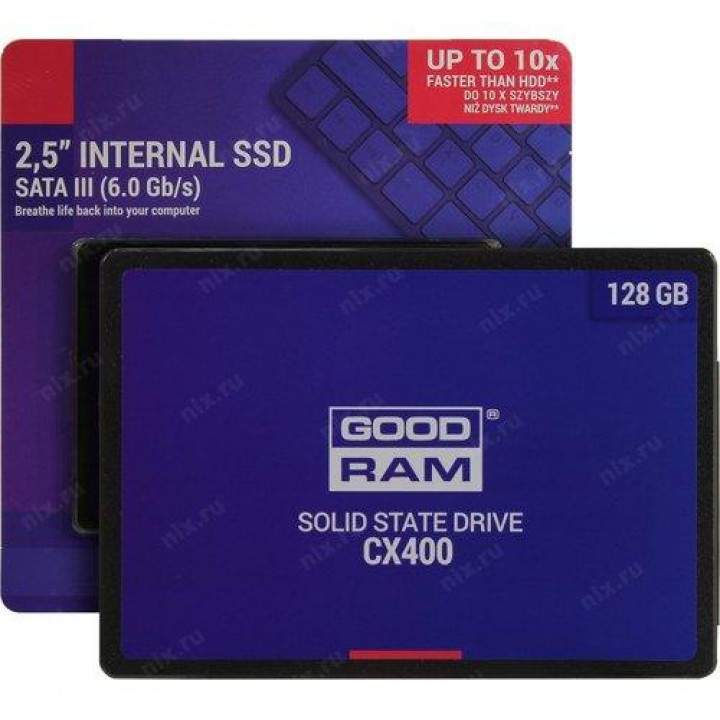 SSD 2.5" Goodram 128Gb CX400 <SSDPR-CX400-128-G2> (SATA3, up to 550/450MBs, 85000IOPs, 3D TLC, Phiso