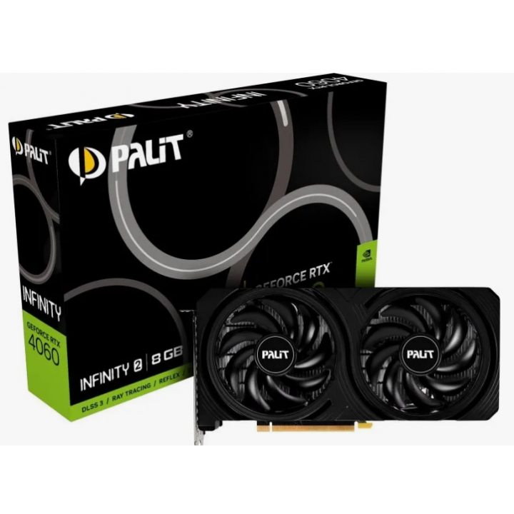 Видеокарта Palit RTX4060 INFINITY 2 OC NVIDIA GeForce RTX 4060 8Gb 128bit PCI-E 4.0 GDDR6 1830/17000